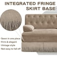 thumbnail image 5 of 106.1'' Modular Sectional Sofa, Chesterfield Velvet U-Shaped Couch, Upholstered 3-Seater Sofa with 2 Ottomans, Button Tufted, Tassel Fringe Skirt, Deep Couches for Living Room, Bedroom, Camel, 5 of 11