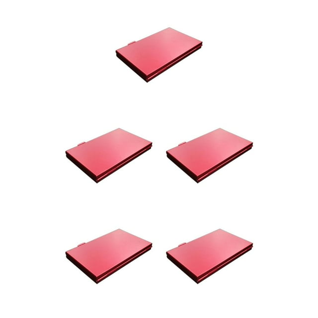 Wisewang Memory Card Carrying Case 24 Slots Storage Box Aluminum Alloy Shockproof Case Red 5Set