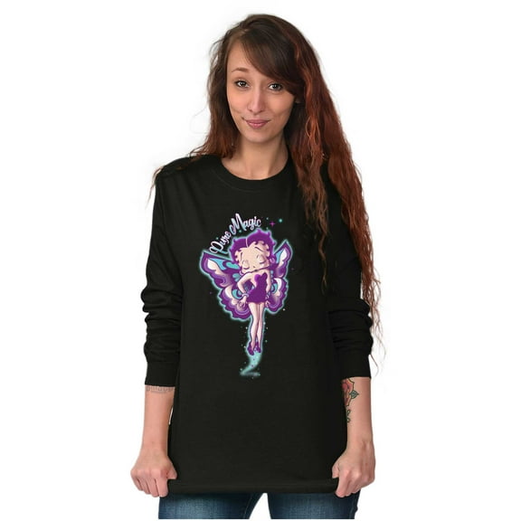 Betty Boop Pixie Magic Fairy Wings Women Plus Size Long Sleeve Tee Brisco Brands 2X