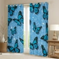 thumbnail image 2 of Feelyou Fashion Blue Butterfly Black Out Curtains, Glitter Sequin Print Curtains Pack of 2 (42x63 Each), Teens Kids Girls Women Bedroom Curtains, Curtains and Drapes Room Decor, 2 of 6