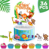 36pcs Jungle Cake Decoration 1pc Jungle Animal Happy Birthday Banner 35 Animal Cupcake Topper for Kid Birthday Party Safari Jungle Theme Party
