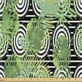 thumbnail image 1 of Aloha Fabric by the Yard Upholstery, Geometric and Concentric Circles Background with Monstera Leaves, Decorative Fabric for DIY and Home Accents, 10 Yards, Charcoal Grey Green by Ambesonne, 1 of 4