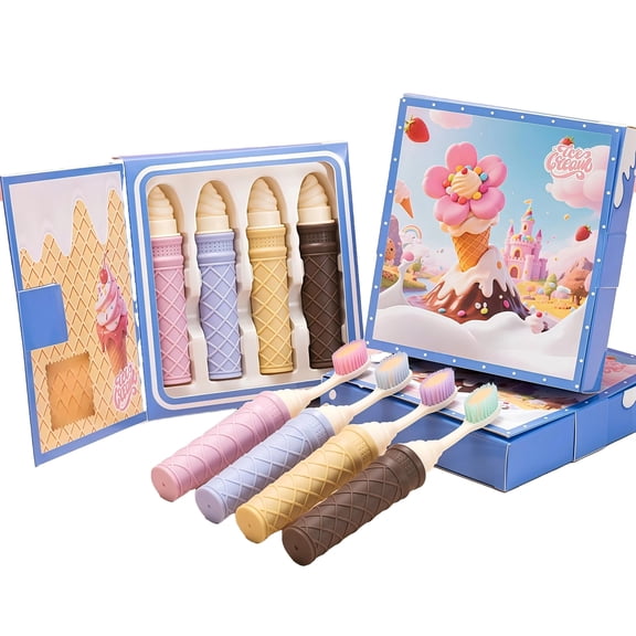 Travel Toiletries Set, 4 Pack Cute Ice Cream Portable Toiletries, Detachable, Compact and Portable for Camping, Business Trip Travel