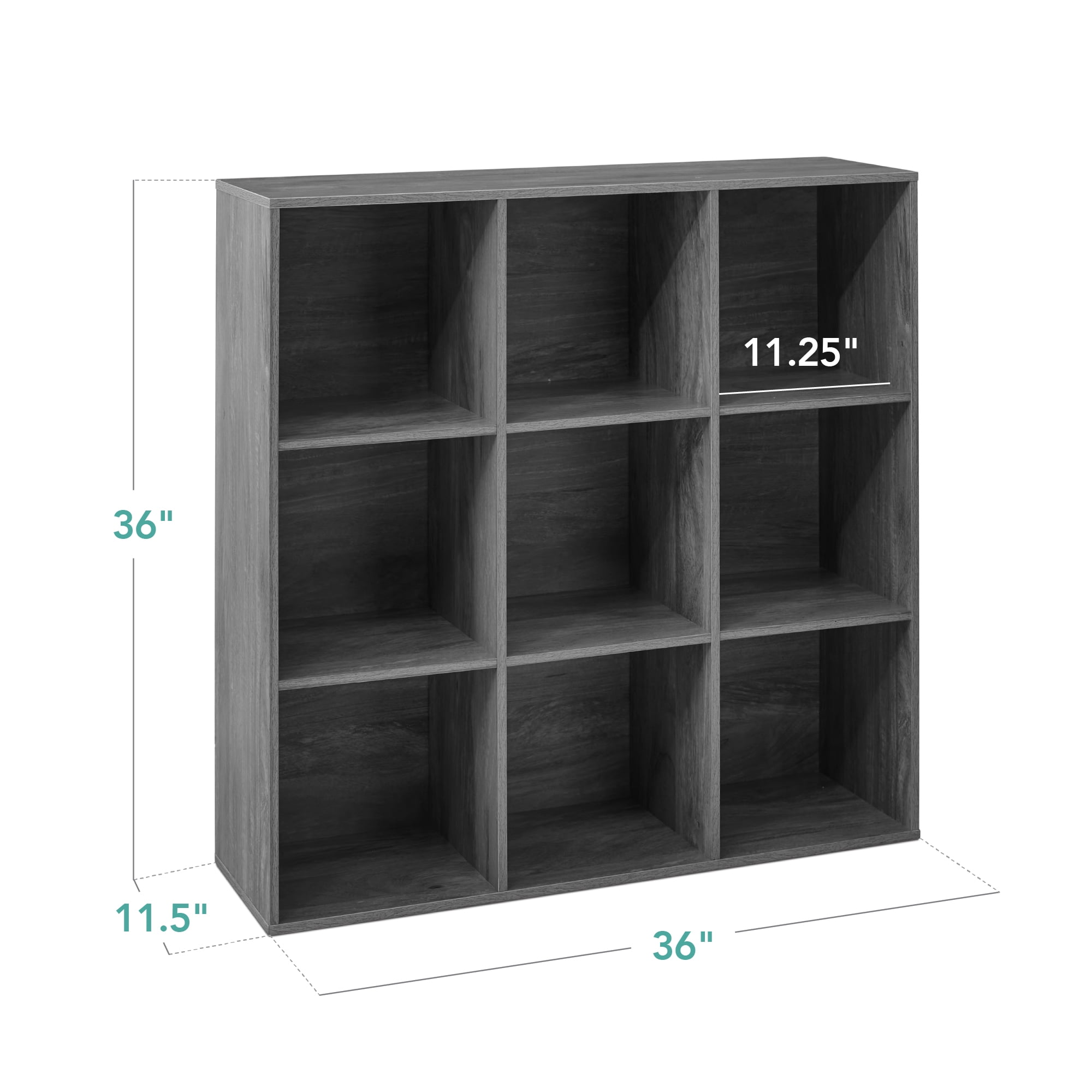 Best Choice Products 9-Cube Bookshelf, 11in Display Storage Organizer w/ 3 Removable Back Panels - Dark Gray