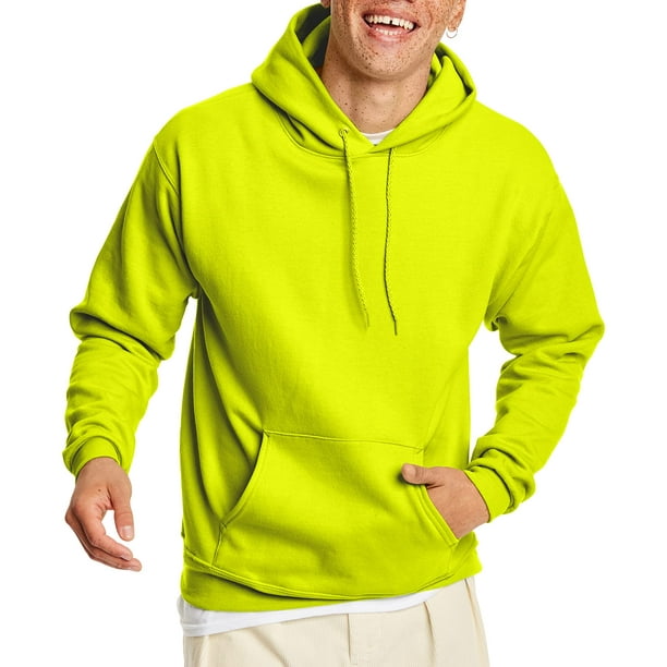 Hanes Men's Pullover EcoSmart Fleece Hooded Sweatshirt, Safety Green, X  Large 