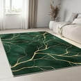 thumbnail image 1 of Area Rug 6 x 9 ft Texture Branches Leaves Green Gold, Washable Area Rug for Living Room Bedroom Dining Room Office Non Slip Stain Resistant Low Pile Farmhouse Carpet Indoor Home Decor, 1 of 1