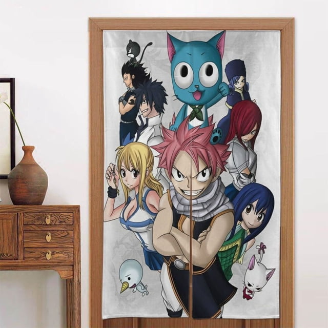 Cortina para puerta de Natsu Dragneel, cortina opaca con estampado de patrón, cortina divisoria para habitación, tapiz para decoración del hogar, 34" de ancho x 56" de largo