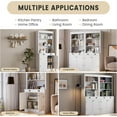 thumbnail image 4 of 70.9"White Kitchen Pantry with Microwave Shelf,Farmhouse Kitchen Hutch Bar Cabinet with LED Lights&Sliding Barn Doors for Dining Room, 4 of 6