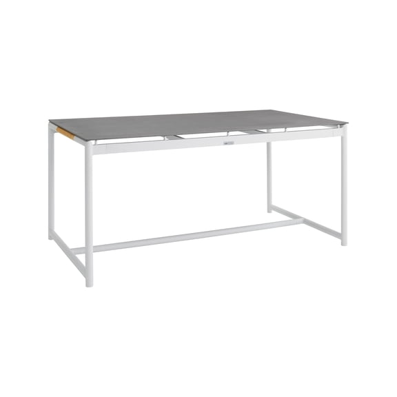 Aluminum & Teak Outdoor Dining Table - 63" Round Patio Table - White Finish