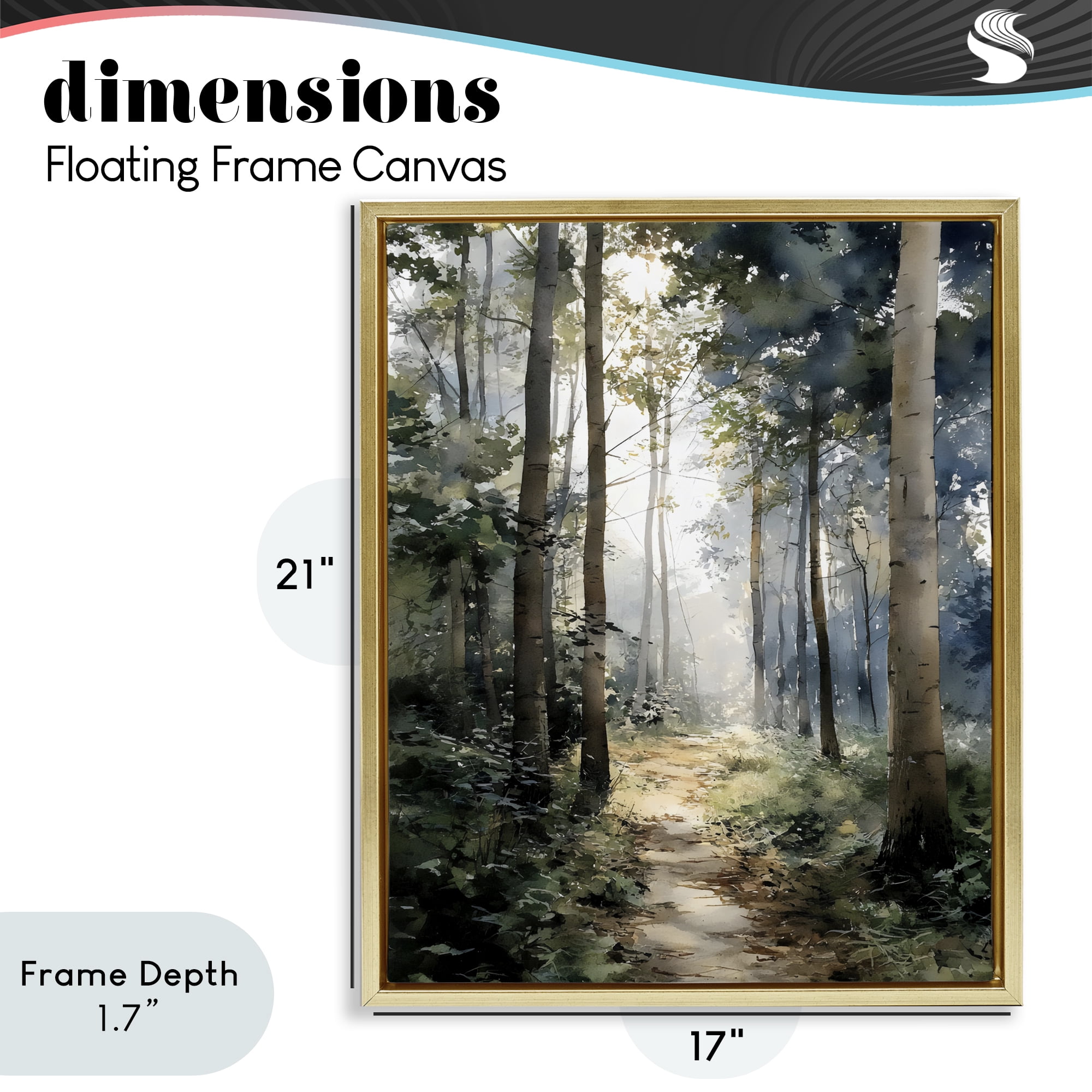 Stupell Industries Forest Path in Morning Gold Framed Floater Canvas Wall Art, design by Franklyn Gregory