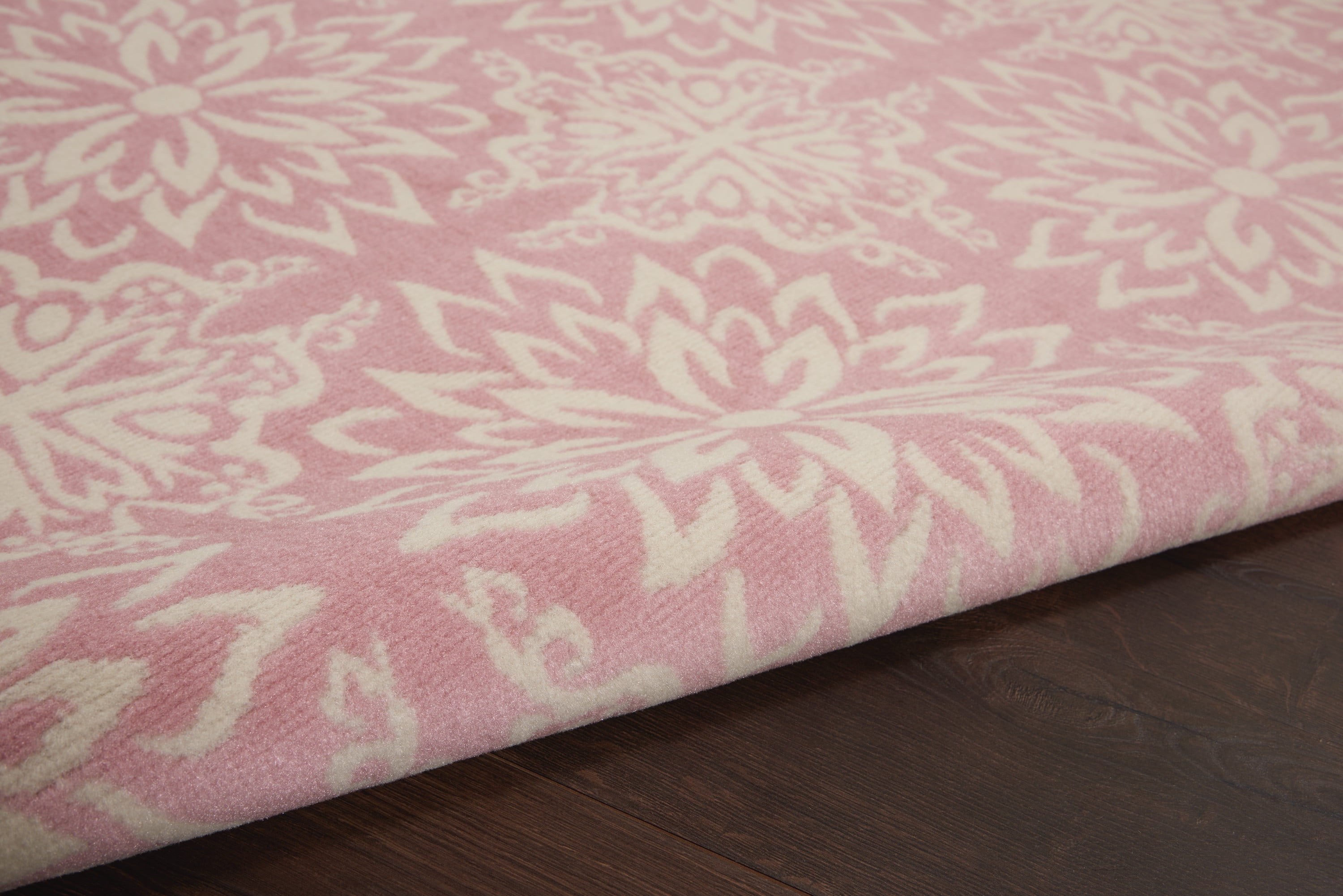 Nourison Bliss Modern Floral Ivory/Pink 4' x 6' Area Rug, (4' x 6')