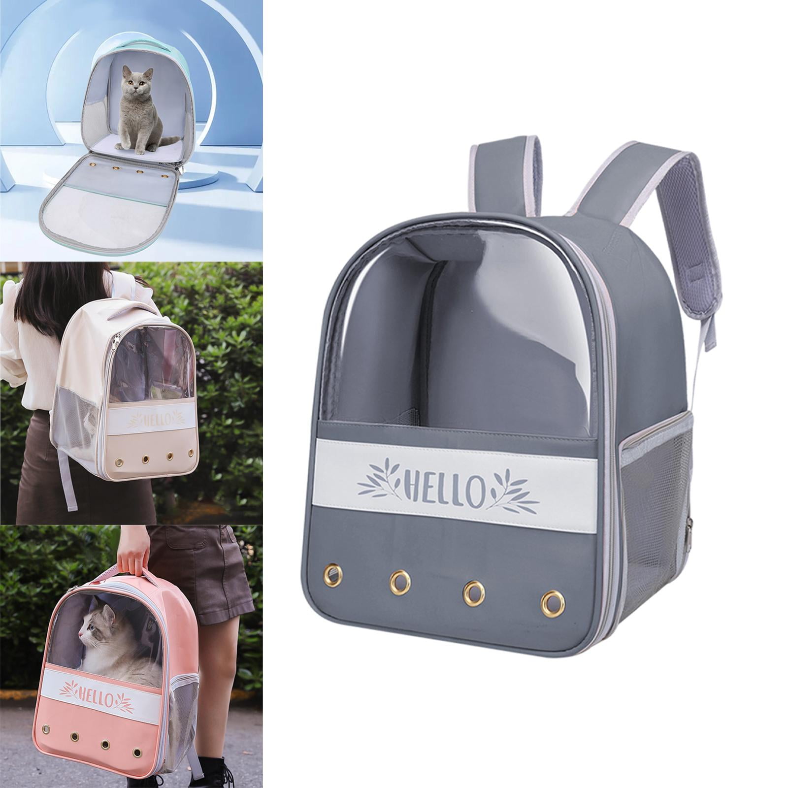 Bvdfgk Carrier Backpack Travel Bag dog Tote Handbag Cage Breathable Portable for Kitty C-Gray