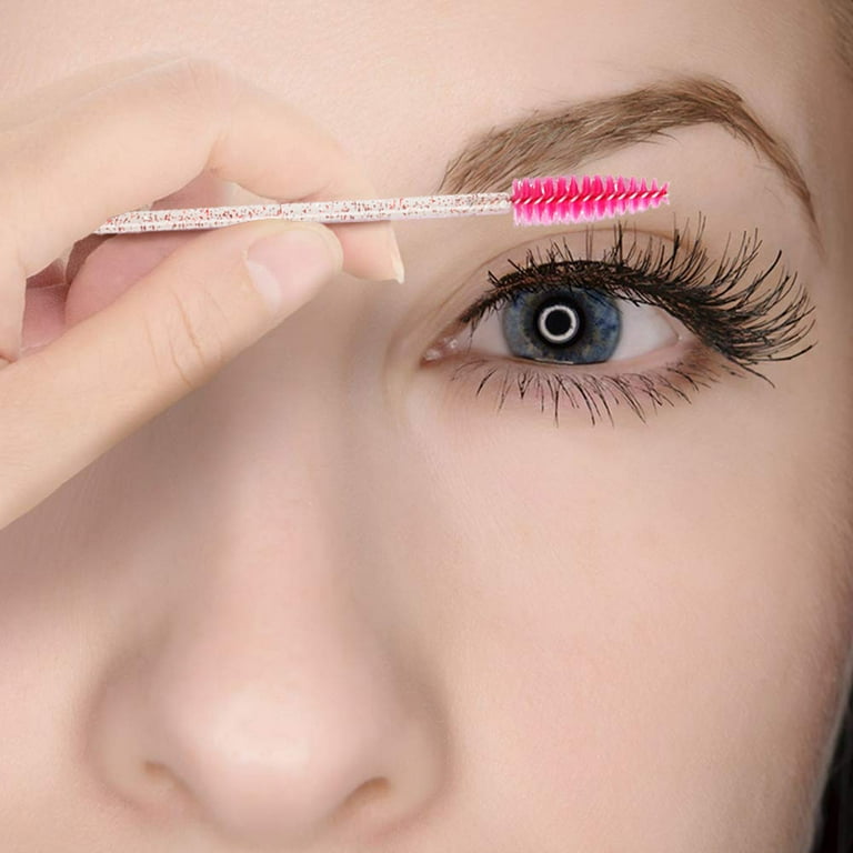 LNKOO 50 PCS Eyelash Brush Disposable Mascara Brush Wand for Lashes Spoolie  brushes Eyebrow Spoolie Eyelash Extension Supplies (Crystal Pink) 