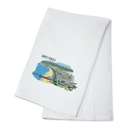 

Santa Monica Pier Line Drawing (100% Cotton Tea Towel Decorative Hand Towel Kitchen and Home)