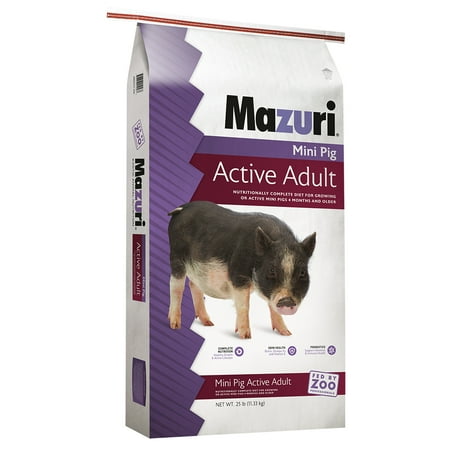 Mazuri Mini Pig Active Adult Food Complete Nutrition Supplements Minerals, 25 lbs.