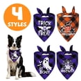thumbnail image 3 of Pet Bandana, Halloween Purple Black Buffalo Plaid Haunted House Pattern, 1 Pack Washable Triangle Dog Cat Scarf, for Halloween Costume Party Pet Photo Prop Daily Wear Holiday Decoration, 3 of 6