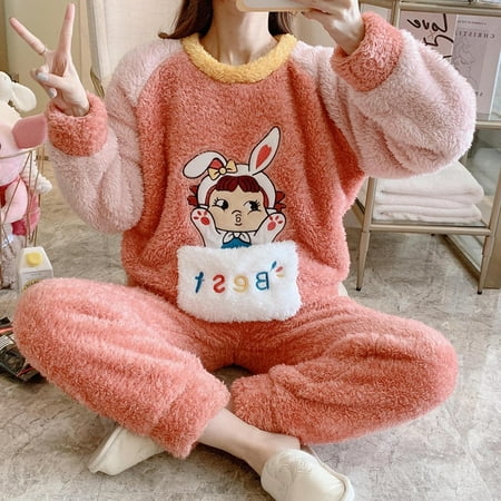 

CoCopeaunt Women Duck Adult Animal Pajamas Set Winter Thick Warm Flannel Pijamas Mujer Sleepwear Anime Pyjamas Kawaii Cartoon Night Wear