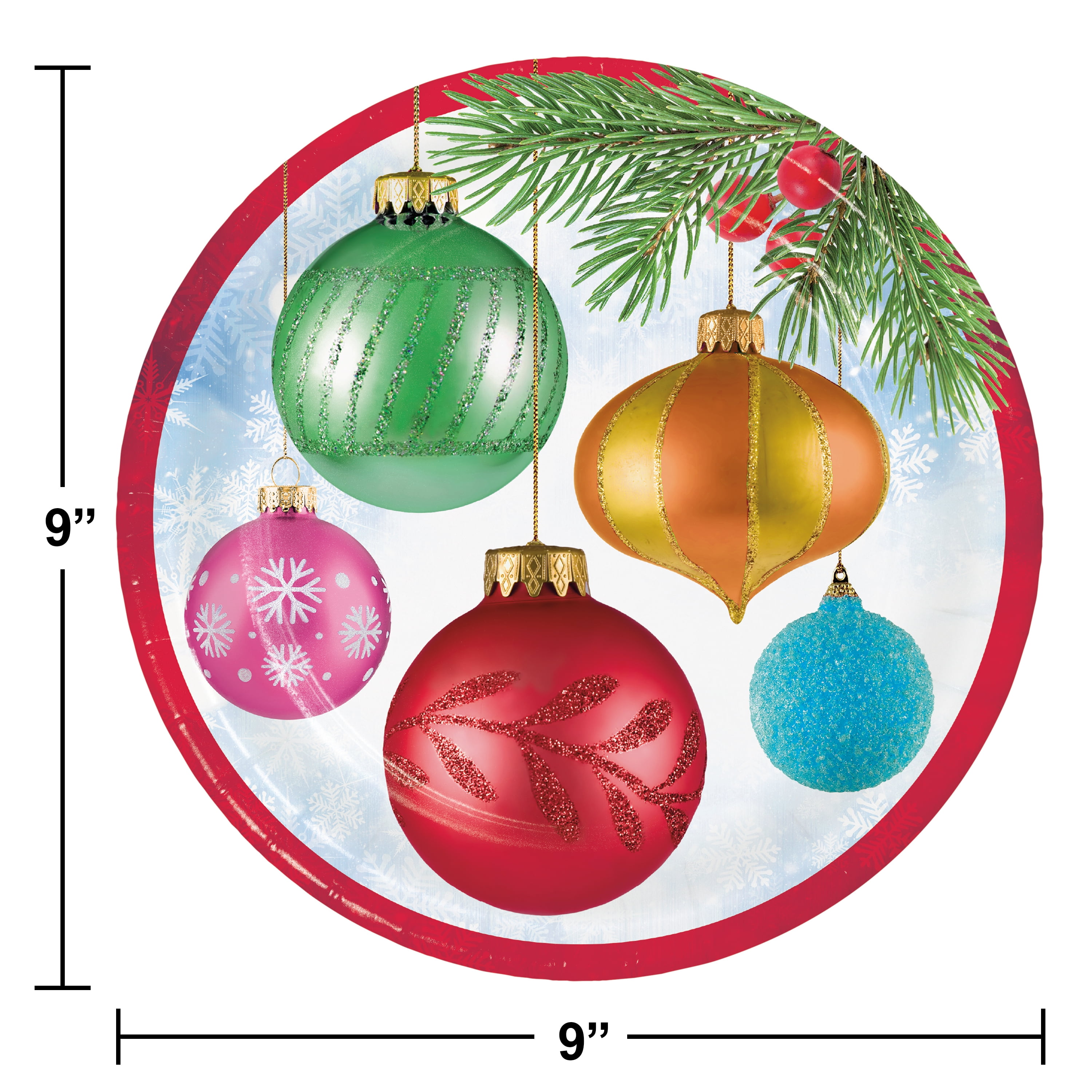 Christmas Ornaments Paper Plates, 24 ct