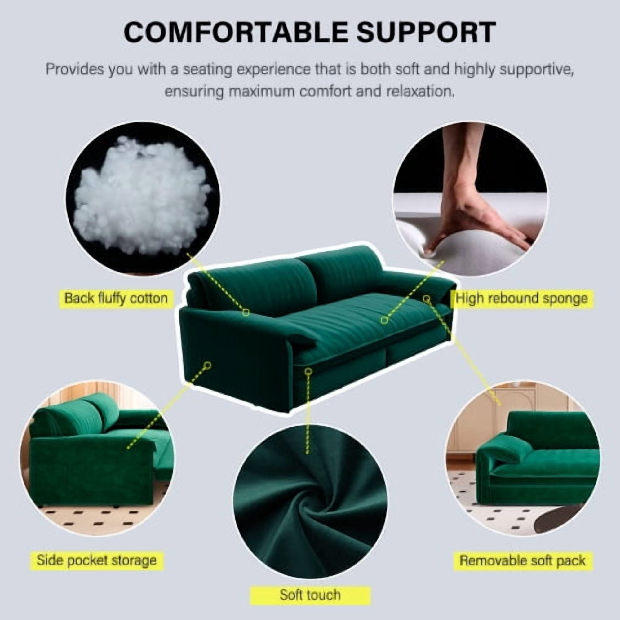 66" Queen Pull Out Sofa Bed, 3-in-1 Convertible Velvet Sleeper Sofa with Side Storage, Loveseat Bed for Living Room, Green