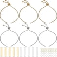 thumbnail image 1 of 1 caja de 10 juegos de pulseras grabadas en blanco, kit de pulsera ajustable de acero inoxidable, pulseras con dijes rectangulares grabables en oro y plata, juego simple, 1 of 9