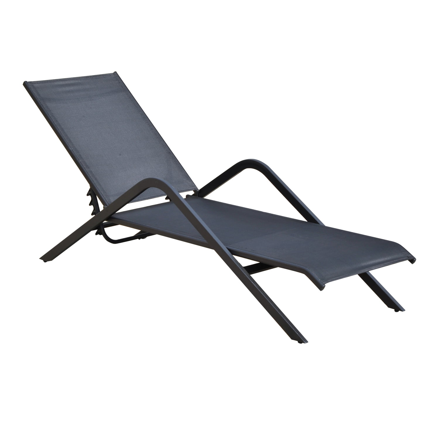 Outsunny Outdoor Patio Reclining Chaise Lounge Chair Black by Aosom