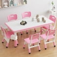thumbnail image 3 of QinaQin Height Adjustable Children Table and 6 Chairs Set, Graffiti Desktop Activity Table, 3 of 9