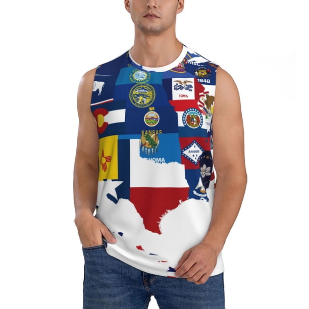 Balery The Map Of United States Camisetas sin mangas para hombre, absorbe la humedad y protege contra el mal olor.-Large