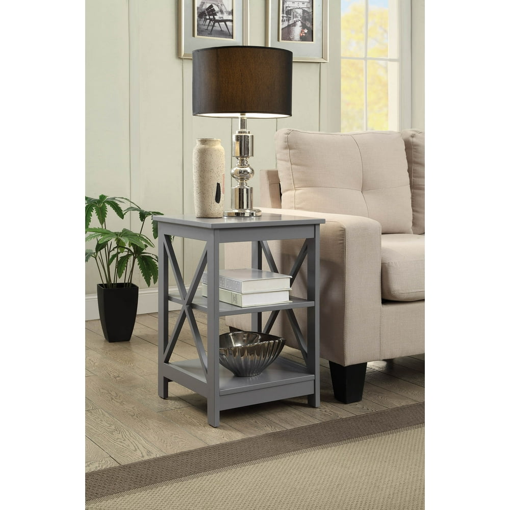 Convenience Concepts Oxford End Table with Open Shelf Storage, Gray