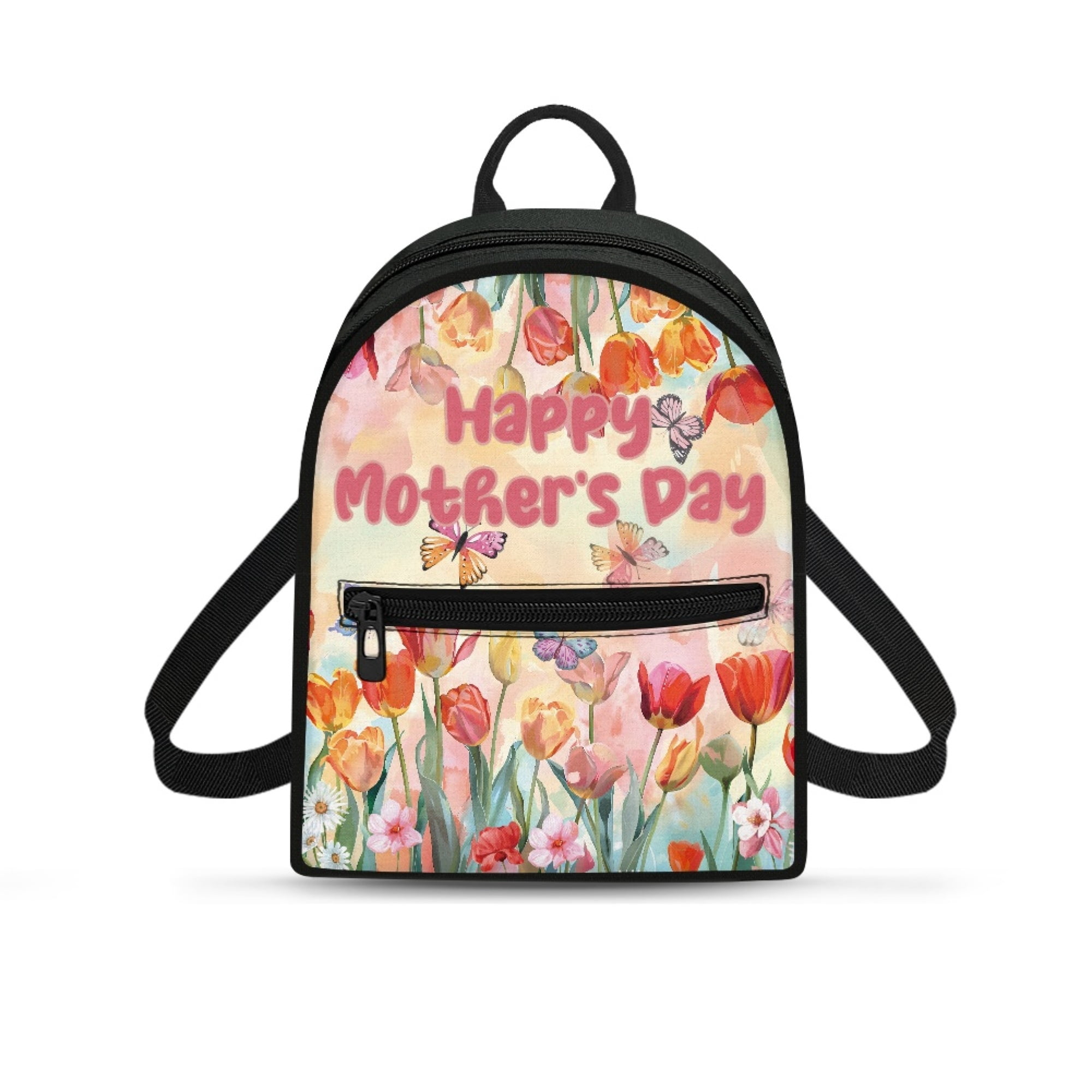 Eheartsgir Butterfly and Floral Pattern Mini Backpack with Zipper Closure Lightweight Mini Backpacks Purse for Dating Polyester Waterproof Handbag for Work