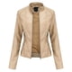 thumbnail image 1 of Puntoco New Ladies Slim Leather Stand-Up Collar Cremallera Costura Color sólido Chaqueta Liquidación Puntoco Puntoco-1662, 1 of 3