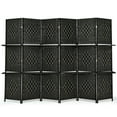 thumbnail image 1 of Gymax 6 Panel Folding Room Divider 6Ft Weave Fiber Screen W/ 2 Display Shelves Black, 1 of 10