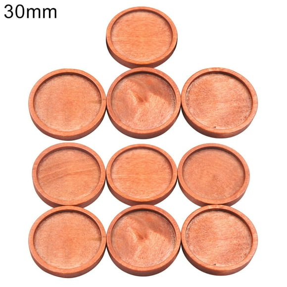 Opolski 10Pcs 3/3.5cm Round Wooden Slice Bottom Base DIY Carving Scrapbooking Decor