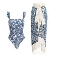 thumbnail image 1 of Traje de baño vintage de dos piezas para mujer Monokini con control de barriga Bikini Longuette Trajes de baño Tankini Set - Azul, 1 of 5