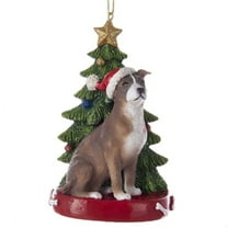 Kurt S. Adler American Pitbull Sitting by Christmas Ornament Pet Dog Animal Decoration (C7954PB)