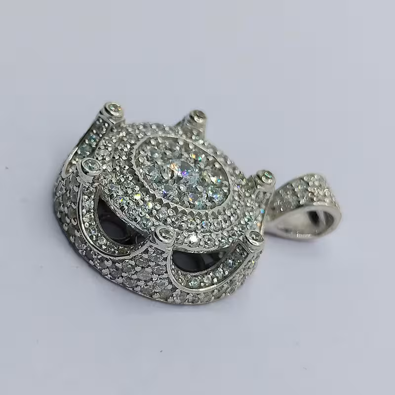 14K White Gold Plated 925 Sterling Silver 3.00Ct Round Cut Simulated Diamond Medallion Pendant Necklace Free 18" Chain