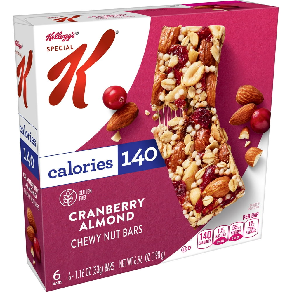 Kellogg's Special K Chewy Nut Bars, Cranberry Almond, Gluten Free, 6ct