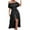 Black Womens Summer Dress, variant on USSUMA Sundresses for Women Casual Summer Ruffle High Waist Wrap Long Swing Polka Dot Maxi Womens Shirt Dresses Beach Off Shoulder Sleeveless Plus Size Wedding Guest Sun Dress