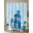 thumbnail image 4 of Blue Snowman Christmas Shower Curtain Set, Waterproof Shower Curtains for Bathroom, Xmas Snowflake Ball Winter Washable Fabric Cloth Bath Curtain for Bathtub Decoration with Hooks 48x72 Inches, 4 of 6