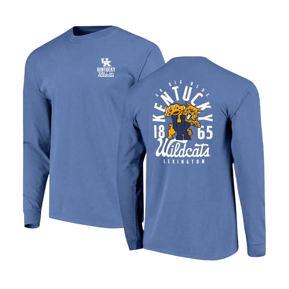 Men's Royal Kentucky Wildcats Comfort Colors Mascot Overlay Long Sleeve T-Shirt