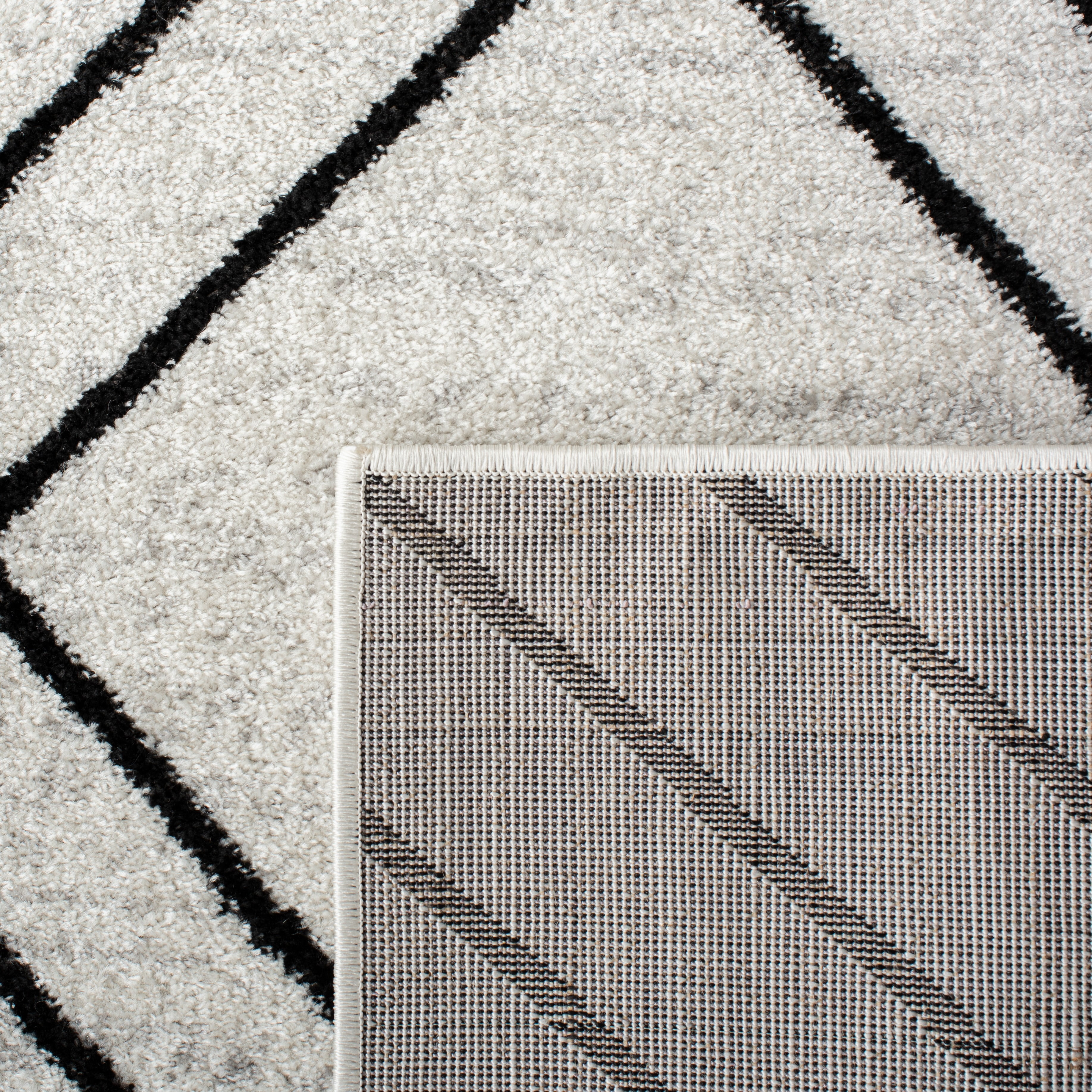 SAFAVIEH Adirondack Caitriona Geometric Squares Area Rug, Light Grey/Black, 6' x 6' Round