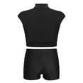 thumbnail image 2 of YONGHS Kids Girls 2 Piece Ballet Dance Gymnastics Sports Tracksuit Sequins Crop Top with Shorts Set Black 6, 2 of 7