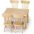 thumbnail image 1 of Juego de 5 piezas, modelo en miniatura 1:12, mini mesa de comedor y sillas de cocina, accesorios para juegos de comida para casa, juego diy Rojo Verde, 1 of 5