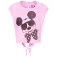 thumbnail image 1 of Mickey Mouse - Shades and Bowtie Juniors Open Tie-Back Half T-Shirt, 1 of 1