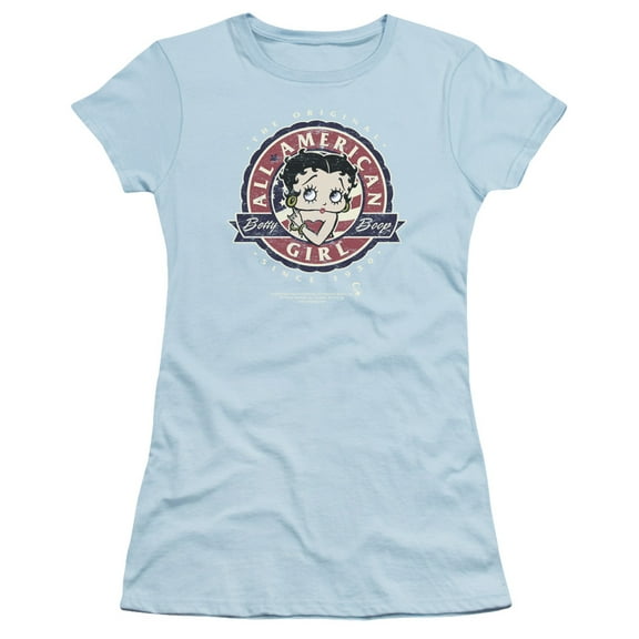 Betty Boop All American Girl S/S Junior Women's T-Shirt Sheer Light Blue