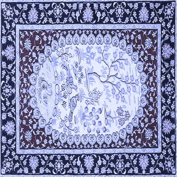 Ahgly Company Machine Washable Indoor Square Persian Blue Traditional Area Rugs, 7' Square