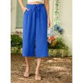 thumbnail image 2 of Cueply Womens Capri Pants Casual Loose Cropped Pants Summer Wide Leg Palazzo Capris with Drawstring Pockets, 2 of 7