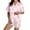 E Pink, variant on Womens Pajamas Set Bow Print Satin Pajama Set Short Sleeve Casual Button Down Top with Shorts Soft Valentine's Nightwear Silk Pajamas for Women Pink L