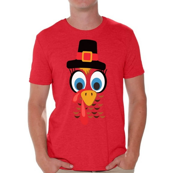 Awkward Styles Turkey Shirt for Men Thanksgiving Turkey Face T-Shirt