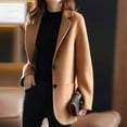 thumbnail image 5 of comerut Women Winter Coat Solid Color Loose Lapel Thicken Cardigan Keep Warm Long Sleeves Single-breasted Autumn Coat for Dating, 5 of 8