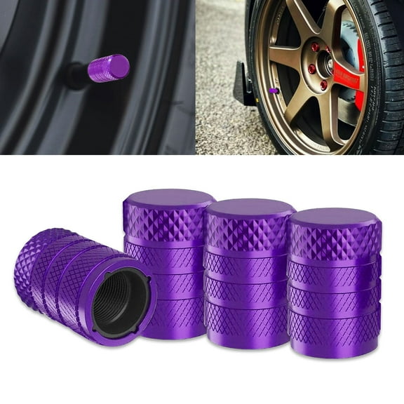 Xotic Tech 4pcs Tire Valve Stem Cover Caps Anodized Aluminum Alloy, Corrosion Resistant Leak-Proof Wheel Valve Cap Set Exterior Accessories, Universal for Cars Trucks Motorcycles SUVs Bikes (Purple)